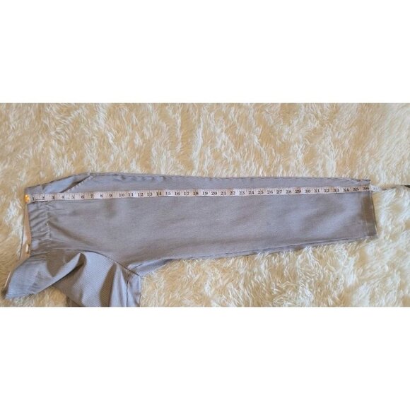 MAX STUDIO Striped Blue White Womens Medium Coastal Cropped Pants Elastic Waist - Picture 4 of 9